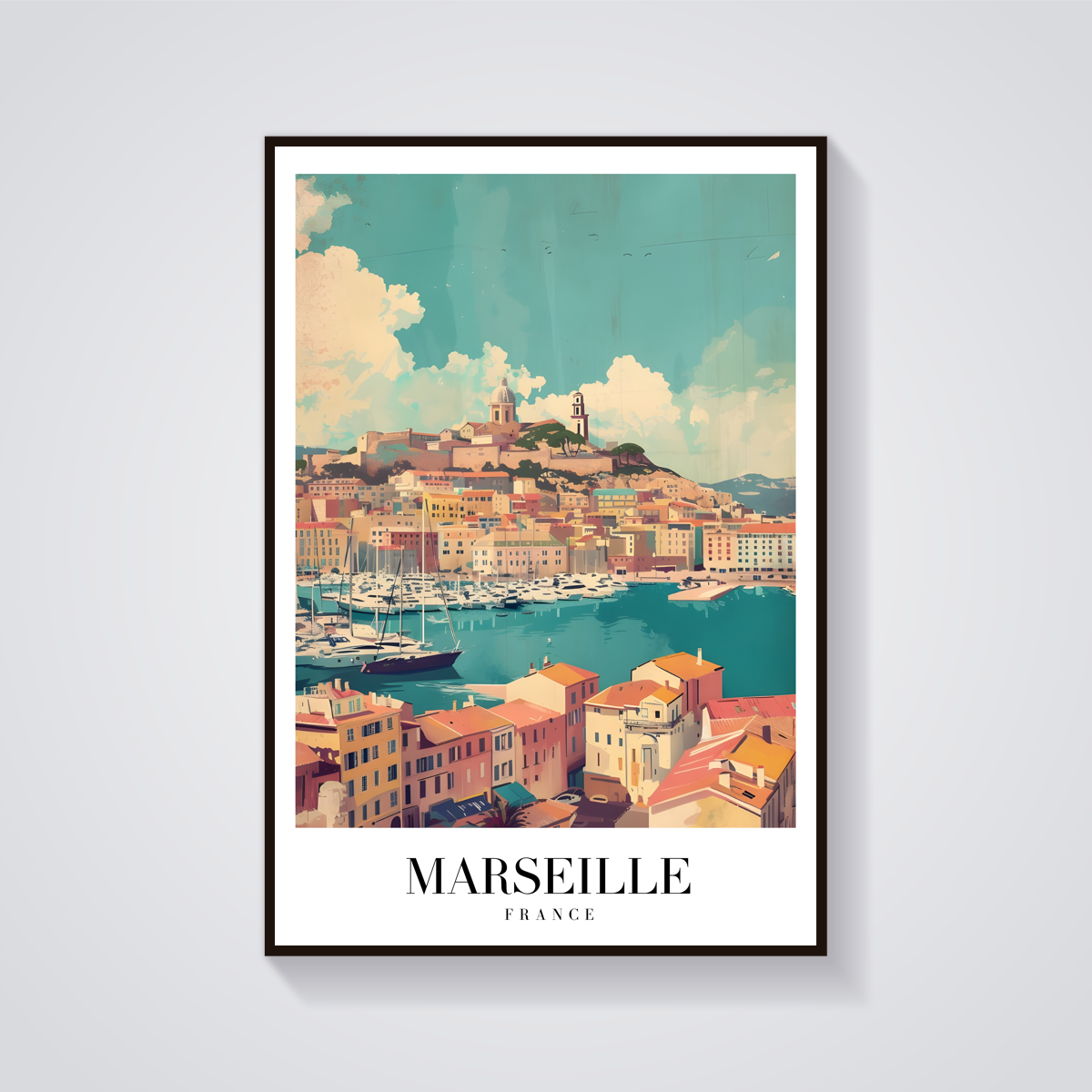 Marseille Harbor Vintage Poster — vista frontale
