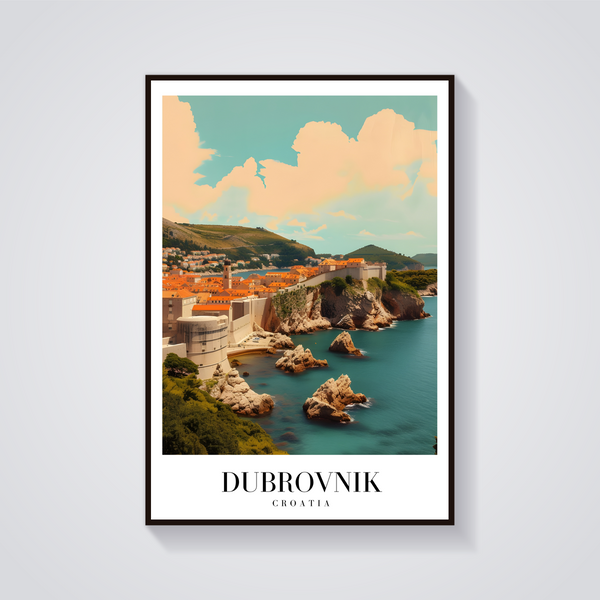 Dubrovnik Croatia Vintage Travel Poster — vista frontale