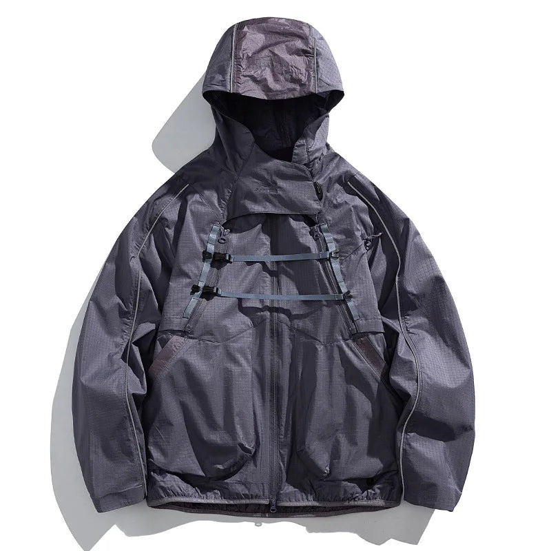 2 Piece Y2K Reflective Waterproof Techwear Jacket Coat — dettaglio