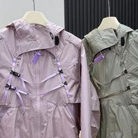 2 Piece Y2K Reflective Waterproof Techwear Jacket Coat — vista frontale