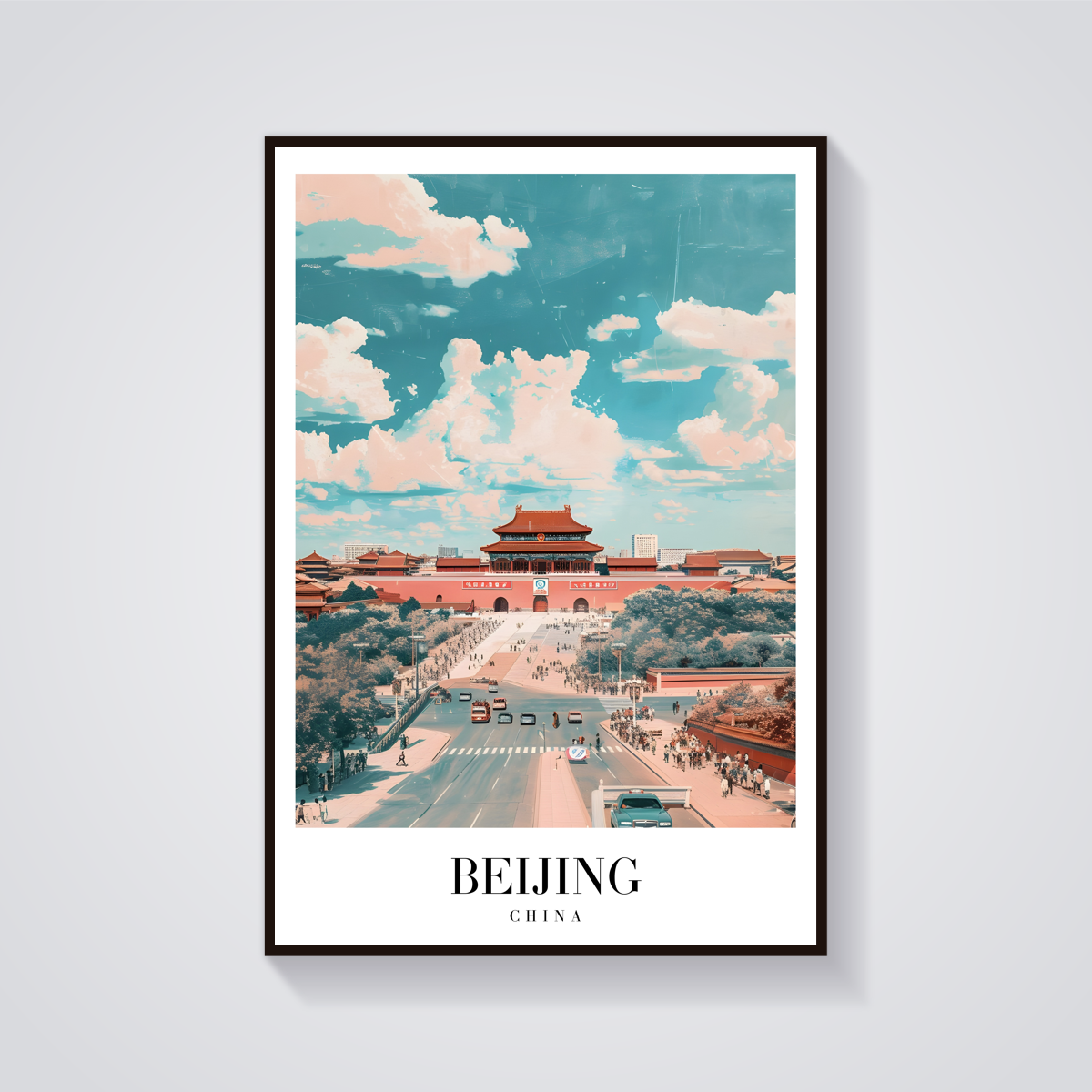 Beijing Tiananmen Vintage Poster — vista frontale
