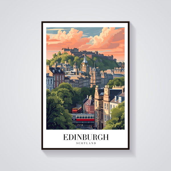 Edinburgh Castle Vintage Poster — vista frontale