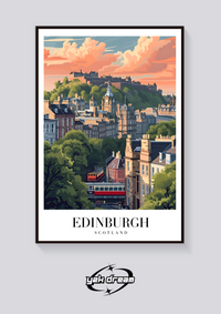 Edinburgh Castle Vintage Poster — vista posteriore