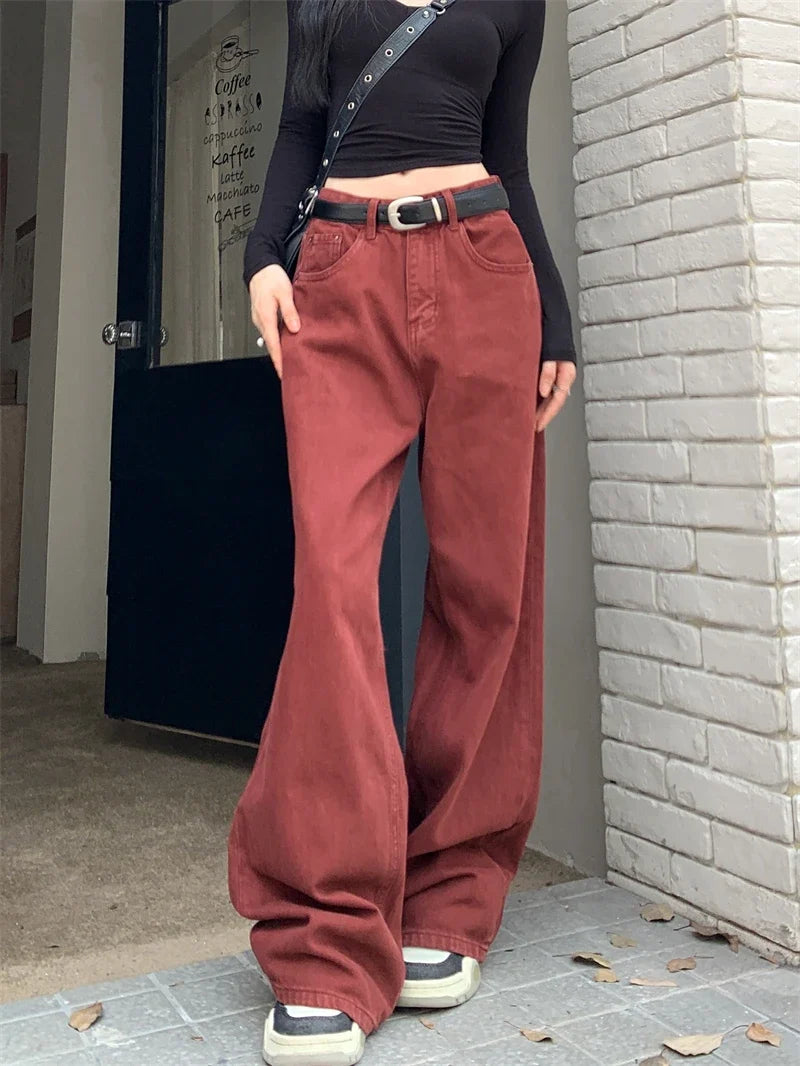 90s Style Y2K Red Baggy Denim Jeans — in alternativa