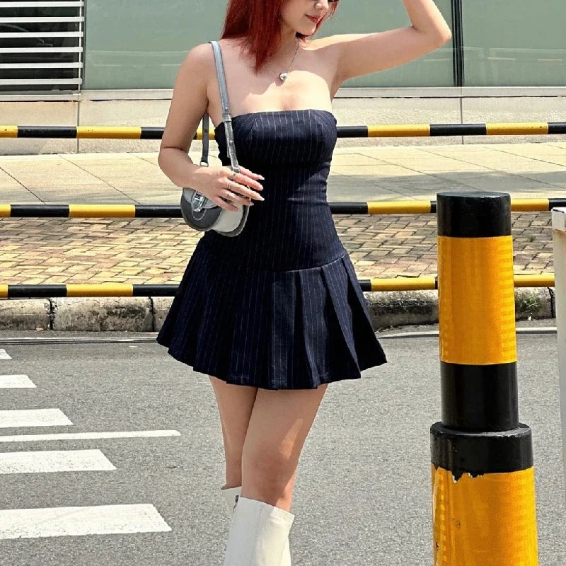 A line Striped Summer Y2K Mini Dress — dettaglio della stampa