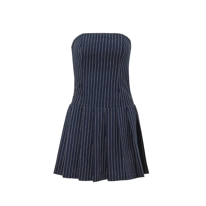 A line Striped Summer Y2K Mini Dress — vista laterale