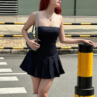 A line Striped Summer Y2K Mini Dress — vista frontale