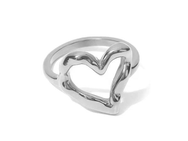 Abstract Love Heart Statement Ring — vista frontale