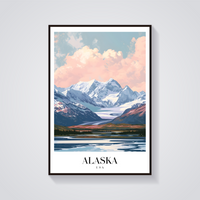 Alaskan Mountains Vintage Poster — vista frontale