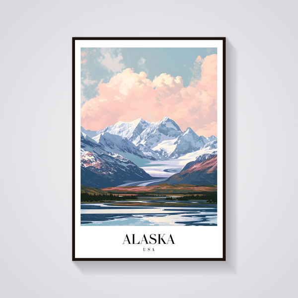 Alaskan Mountains Vintage Poster — vista frontale