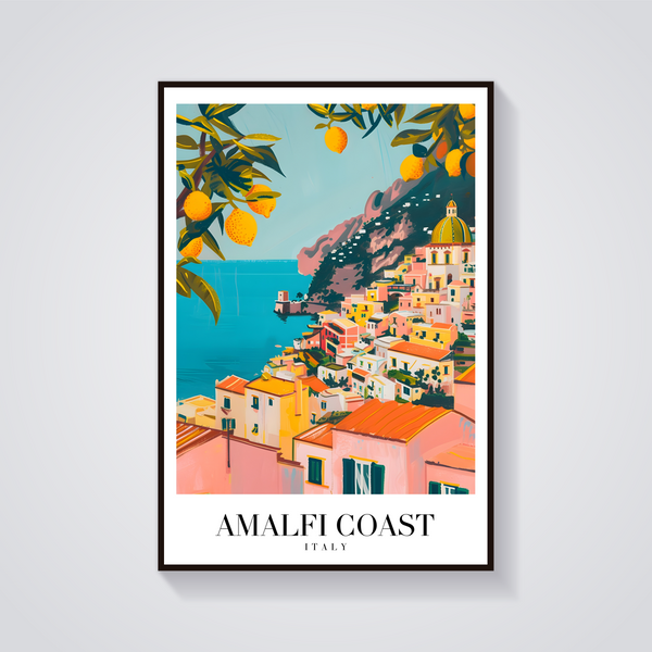 Amalfi Coast Lemons Vintage Poster — vista frontale