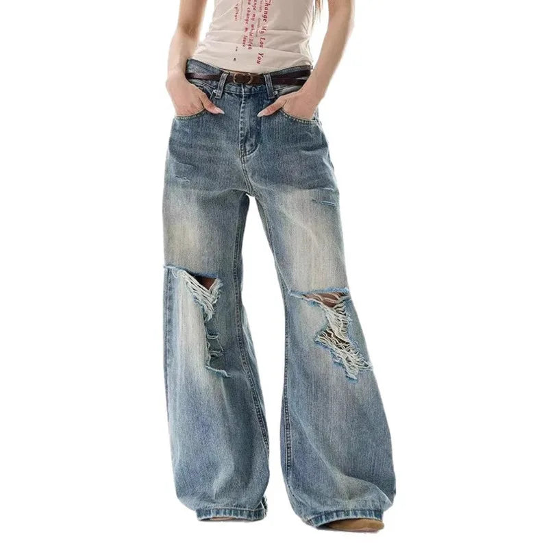 American Style Y2K Distressed Unisex Jeans — dettaglio