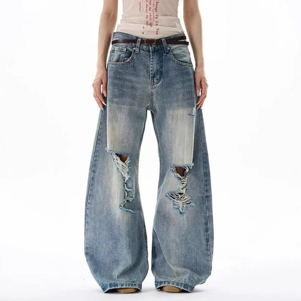 American Style Y2K Distressed Unisex Jeans — vista frontale