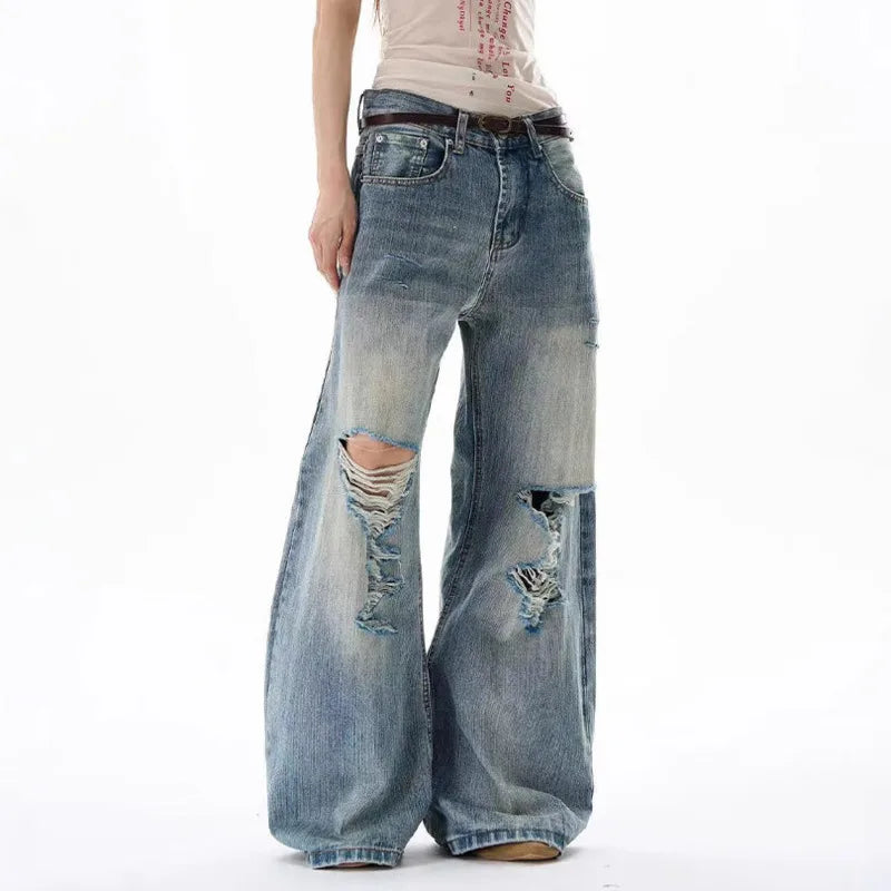American Style Y2K Distressed Unisex Jeans — vista posteriore