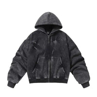 American Vintage Y2K Distressed Gradient Pile Baggy Zip Up Hoodie — vista posteriore