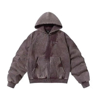 American Vintage Y2K Distressed Gradient Pile Baggy Zip Up Hoodie — dettaglio