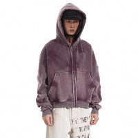 American Vintage Y2K Distressed Gradient Pile Baggy Zip Up Hoodie — dettaglio della stampa