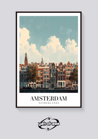 Amsterdam Canal Vintage Poster — vista posteriore