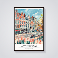 Amsterdam Canals & Tulips Poster — vista frontale