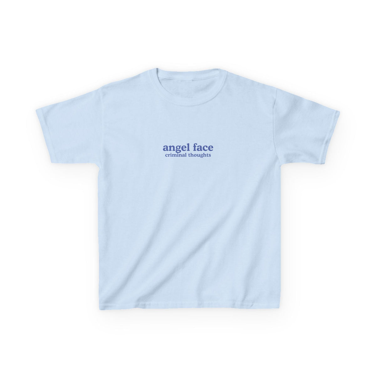 Angel Face, Criminal Thoughts Brat Baby Tee — dettaglio della stampa
