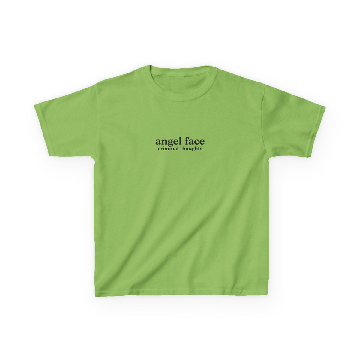 Angel Face, Criminal Thoughts Brat Baby Tee — vista laterale