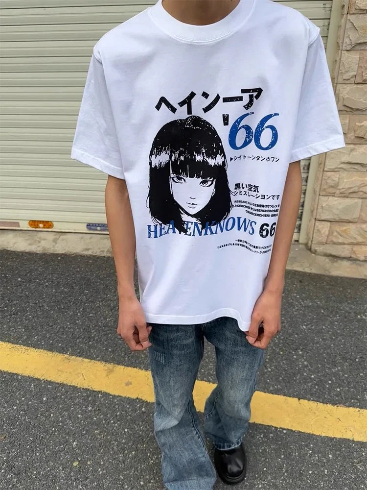 Anime Y2K "They Know" Vintage Graphic T Shirt — in alternativa