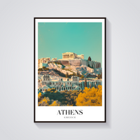 Athens Acropolis Vintage Poster — vista frontale