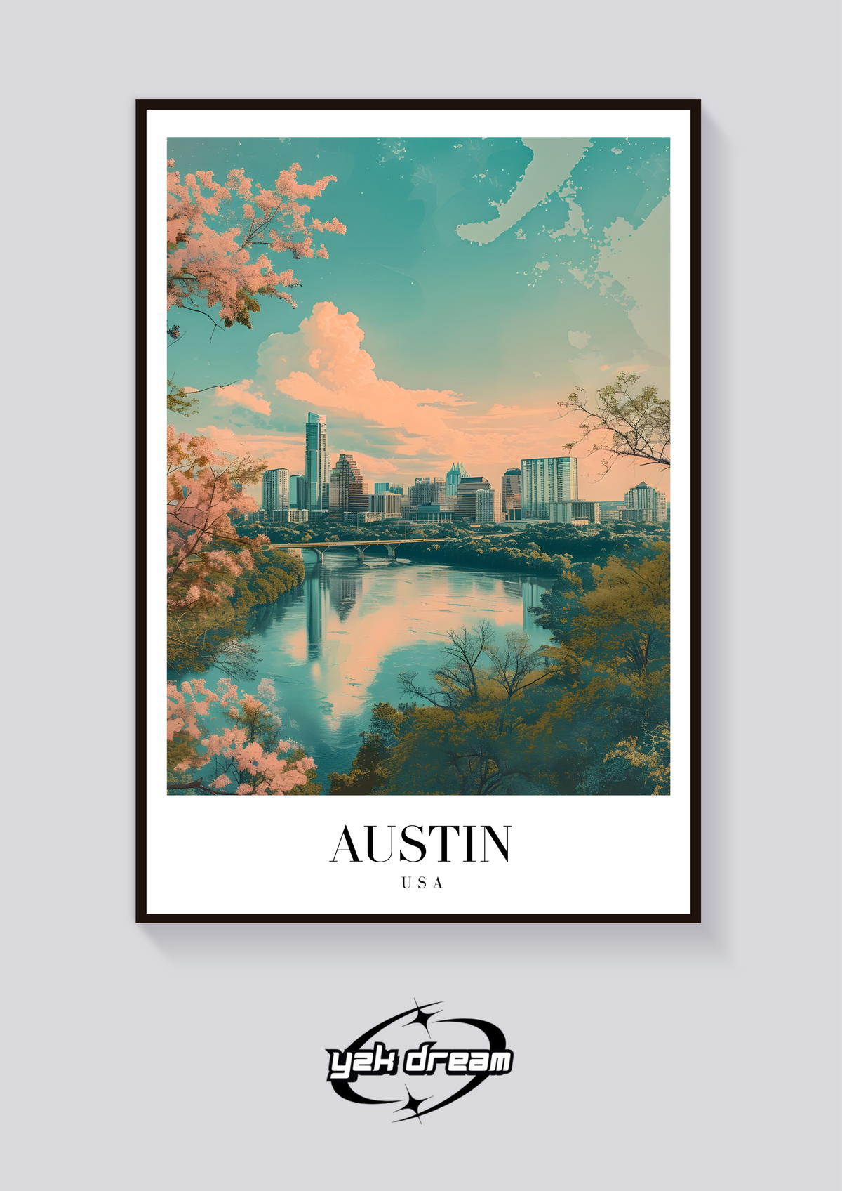 Austin Skyline Vintage Poster — vista posteriore