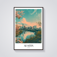 Austin Skyline Vintage Poster — vista frontale