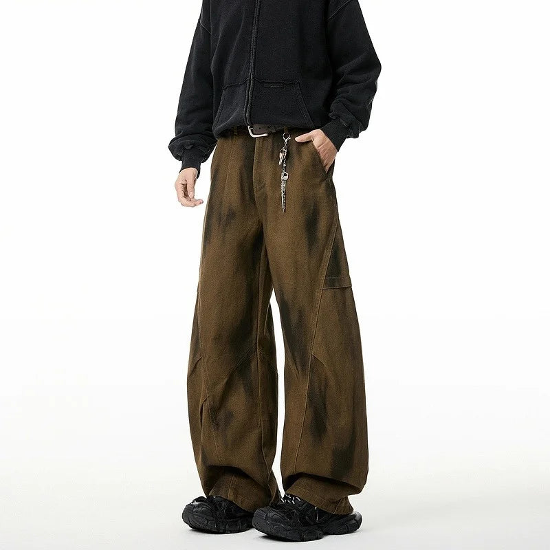 Autumn Pleated Distressed Y2K Baggy Barrel Jeans — vista laterale