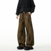 Autumn Pleated Distressed Y2K Baggy Barrel Jeans — vista laterale