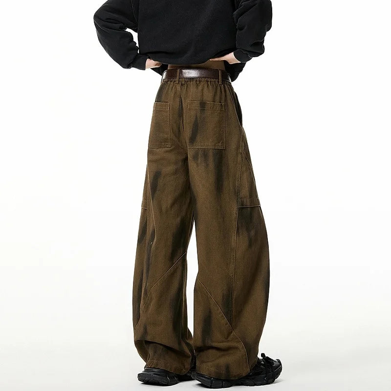 Autumn Pleated Distressed Y2K Baggy Barrel Jeans — dettaglio del tessuto