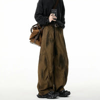 Autumn Pleated Distressed Y2K Baggy Barrel Jeans — vista completa