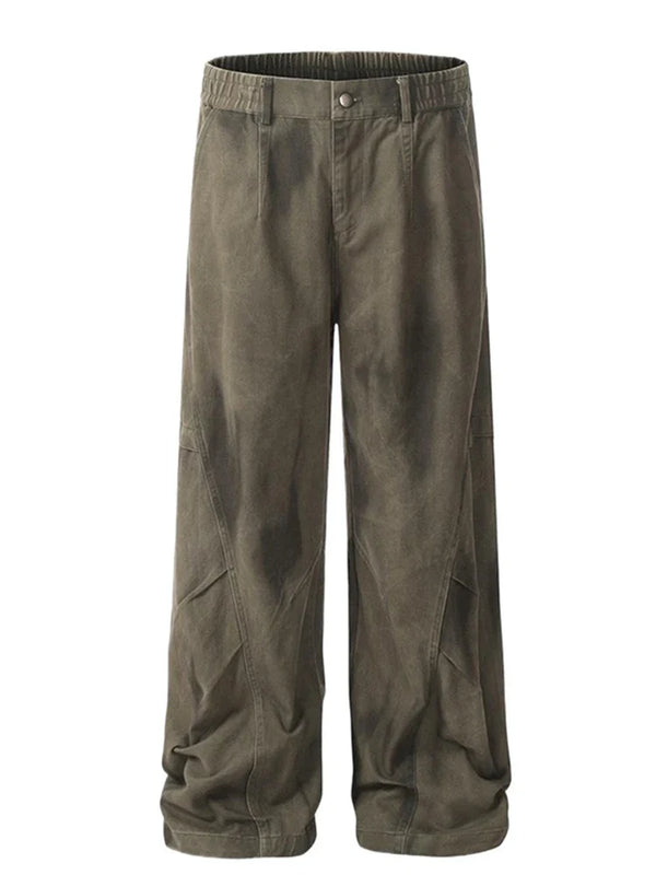Autumn Pleated Distressed Y2K Baggy Barrel Jeans — vista frontale
