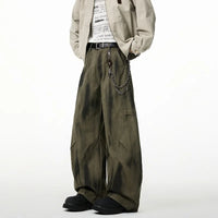 Autumn Pleated Distressed Y2K Baggy Barrel Jeans — dettaglio