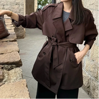 Autumnal Y2K Double Breasted Belt Trench Coat — vista laterale