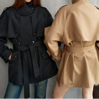 Autumnal Y2K Double Breasted Belt Trench Coat — dettaglio del tessuto