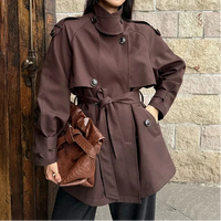 Autumnal Y2K Double Breasted Belt Trench Coat — vista frontale