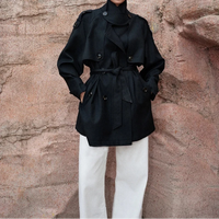 Autumnal Y2K Double Breasted Belt Trench Coat — vista posteriore