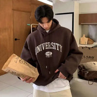 Autumnal Y2K University Letter Embroidered Hoodie — vista posteriore