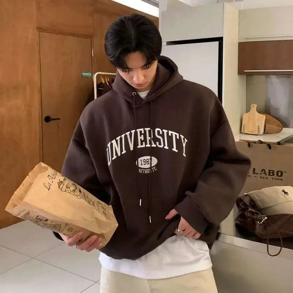 Autumnal Y2K University Letter Embroidered Hoodie