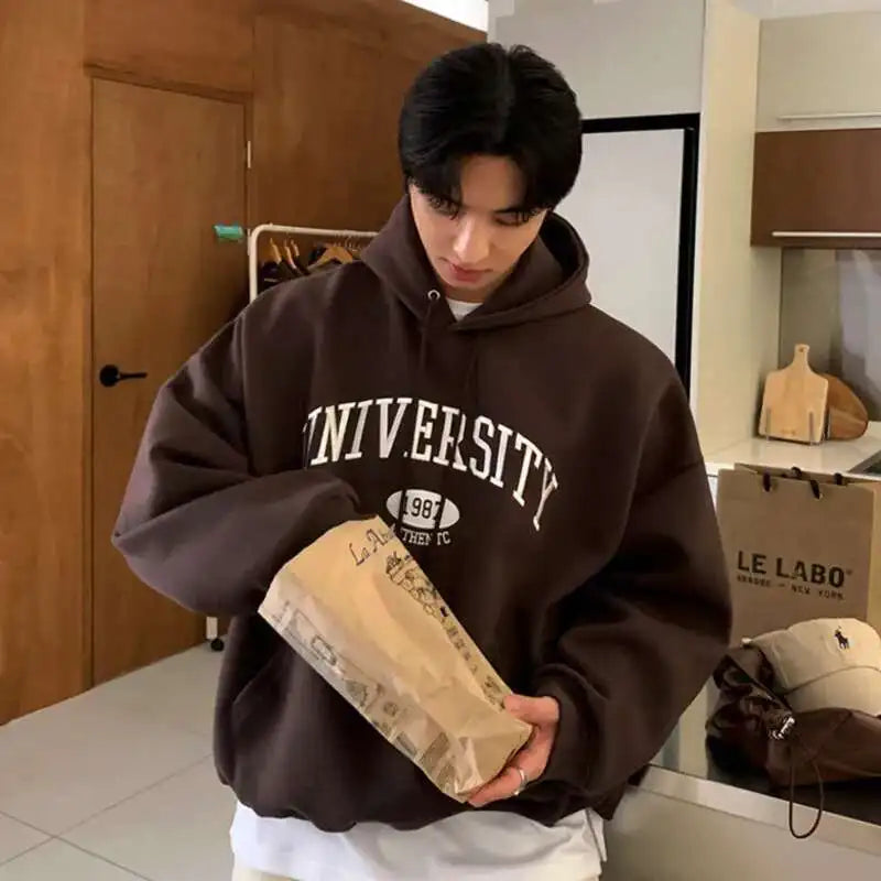 Autumnal Y2K University Letter Embroidered Hoodie — dettaglio