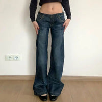 Baggy Grunge Y2K Micro Flare Denim Jeans — dettaglio