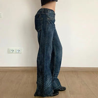 Baggy Grunge Y2K Micro Flare Denim Jeans — dettaglio della stampa
