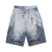 Baggy Y2K Accessories Graphic Print Denim Shorts Jorts — dettaglio della stampa