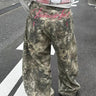 Baggy Y2K Pink Embroidered Camouflage Jeans