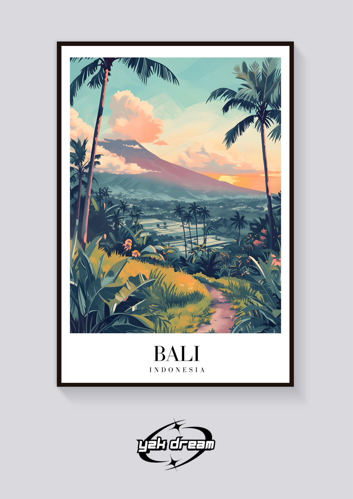 Bali Rice Paddies Vintage Poster — vista posteriore