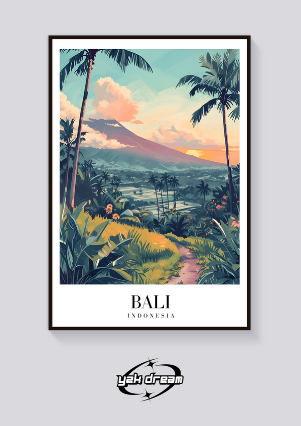 Bali Rice Paddies Vintage Poster
