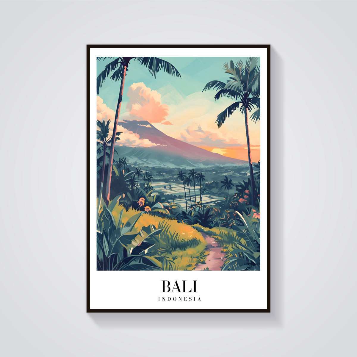 Bali Rice Paddies Vintage Poster — vista frontale