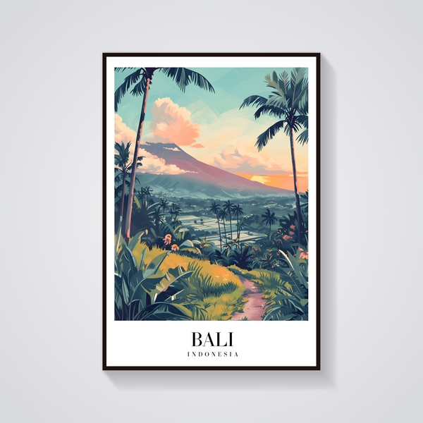 Bali Rice Paddies Vintage Poster — vista frontale